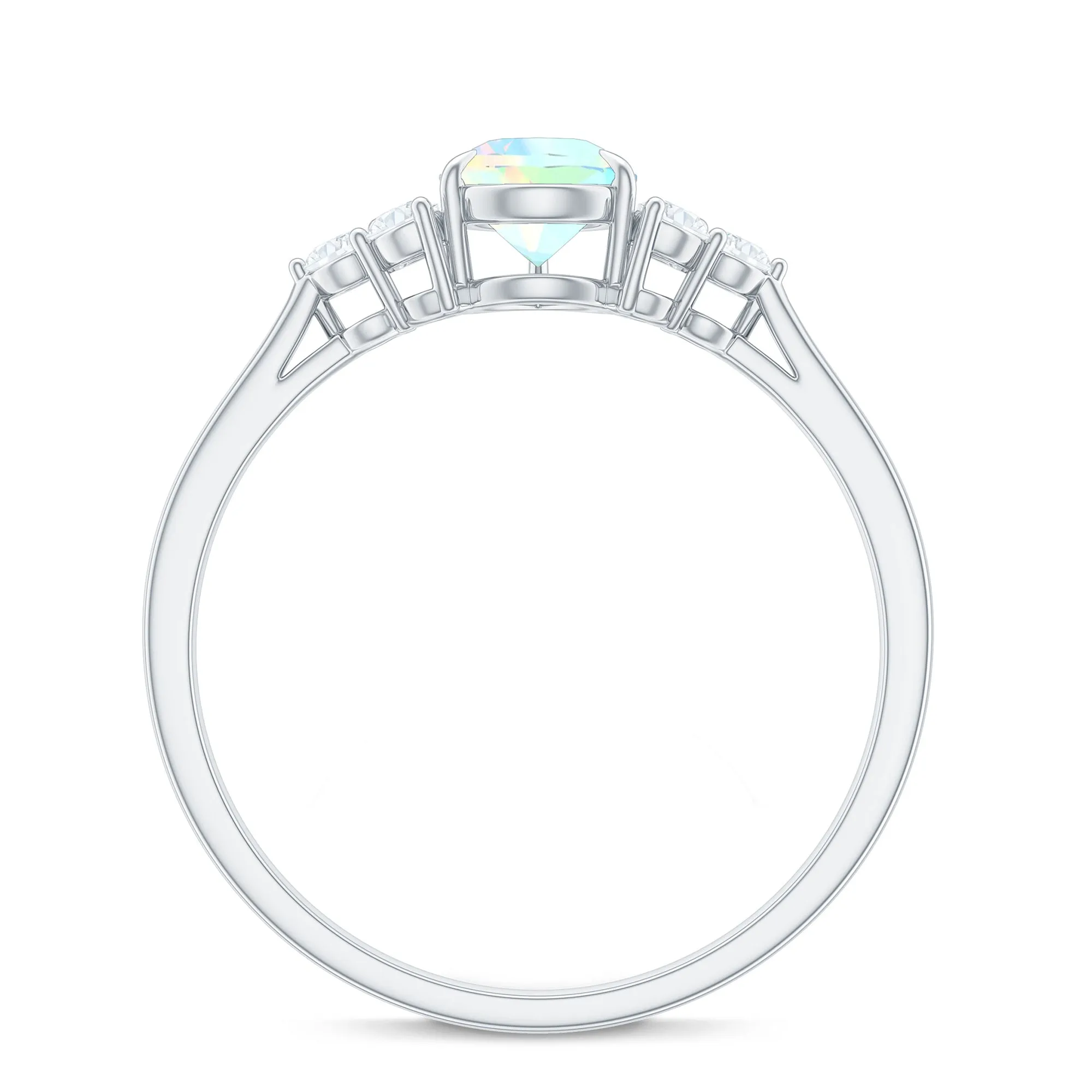 1 CT Pear Shape Ethiopian Opal and Diamond Trio Engagement Ring