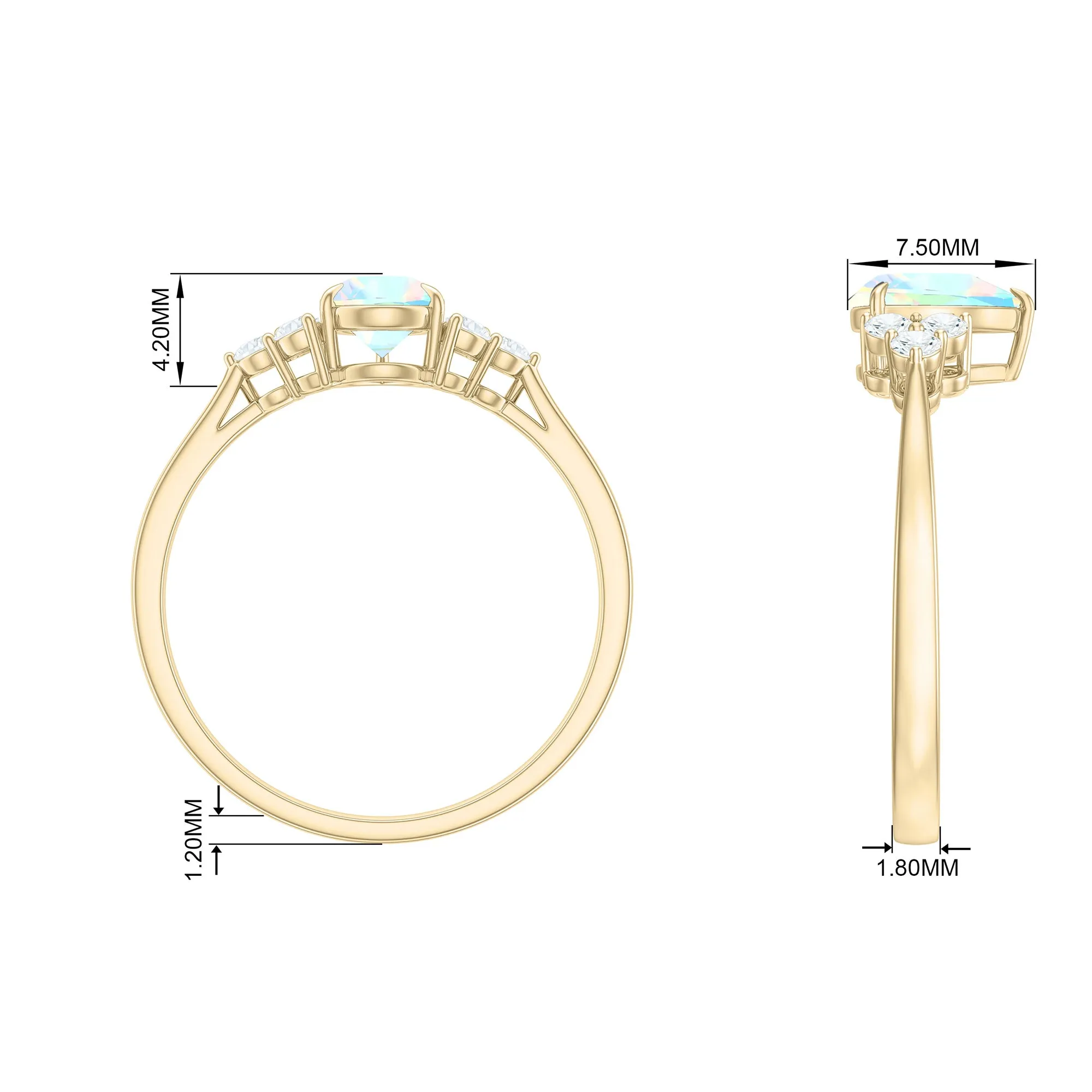 1 CT Pear Shape Ethiopian Opal and Diamond Trio Engagement Ring