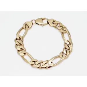 12.5mm Wide Figaro Style Link Bracelet 14k Gold