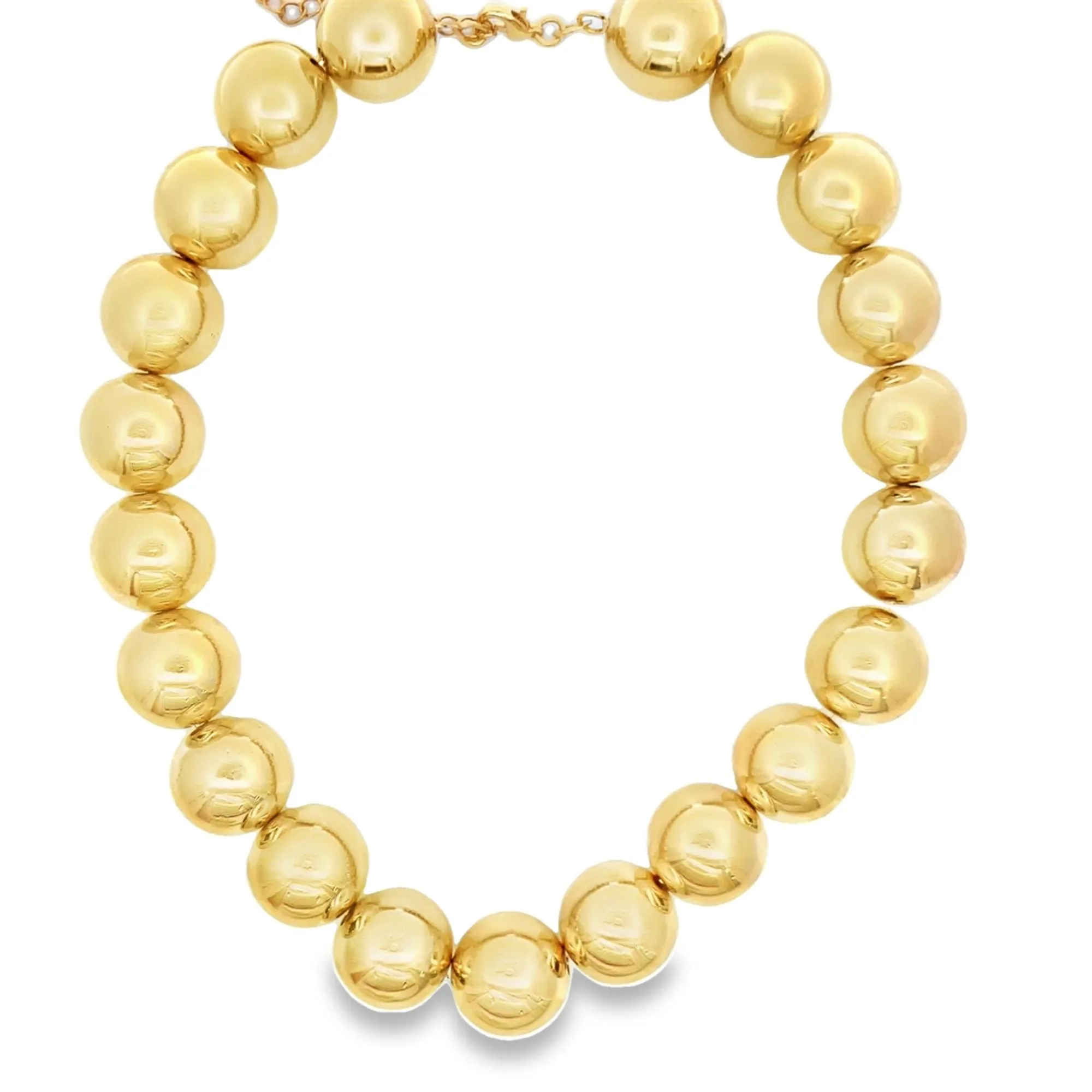 13mm Gold Beaded Necklace (H126)