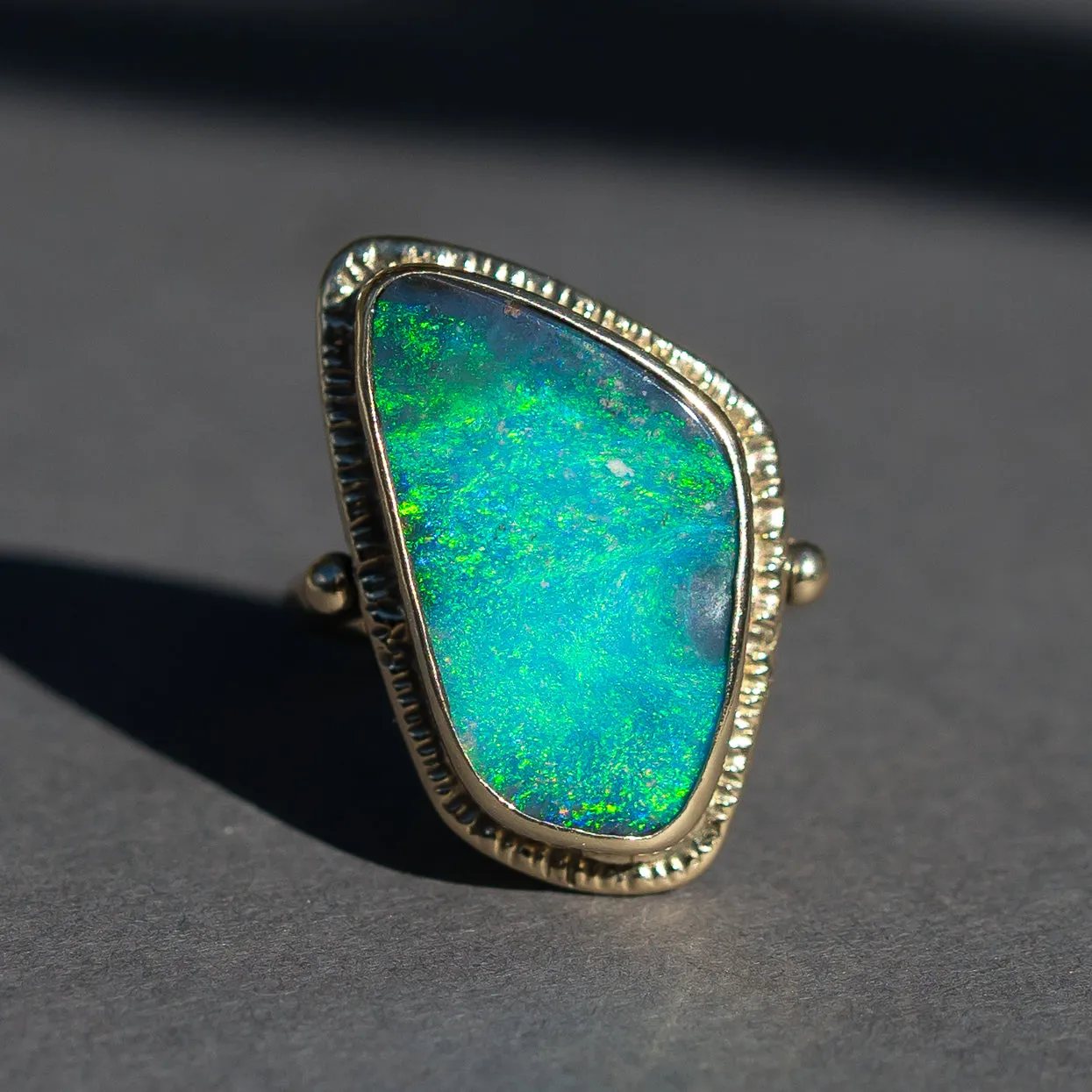 14k Gold Boulder Opal Ring- Sz 8