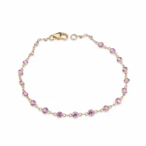 14K Gold Pink Sapphire Strand Bracelet