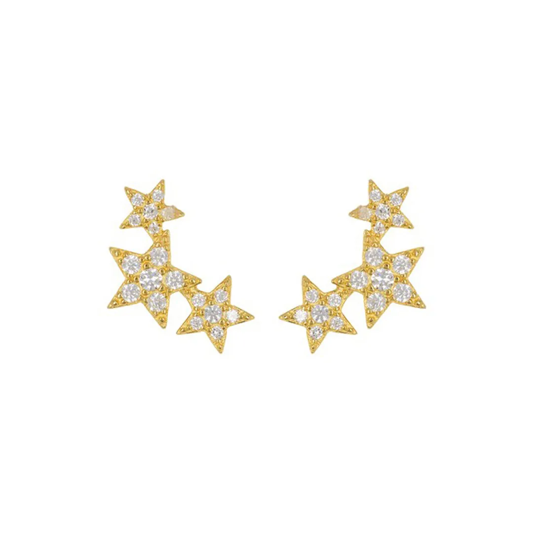 14k Gold Plated Shooting Star Stud Earrings