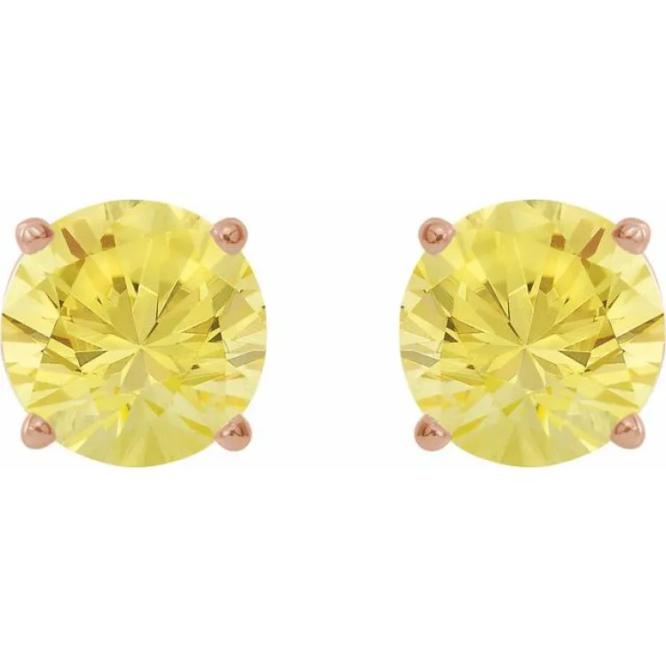 14K Rose 8 mm Lab-Grown Yellow Sapphire Stud Earrings