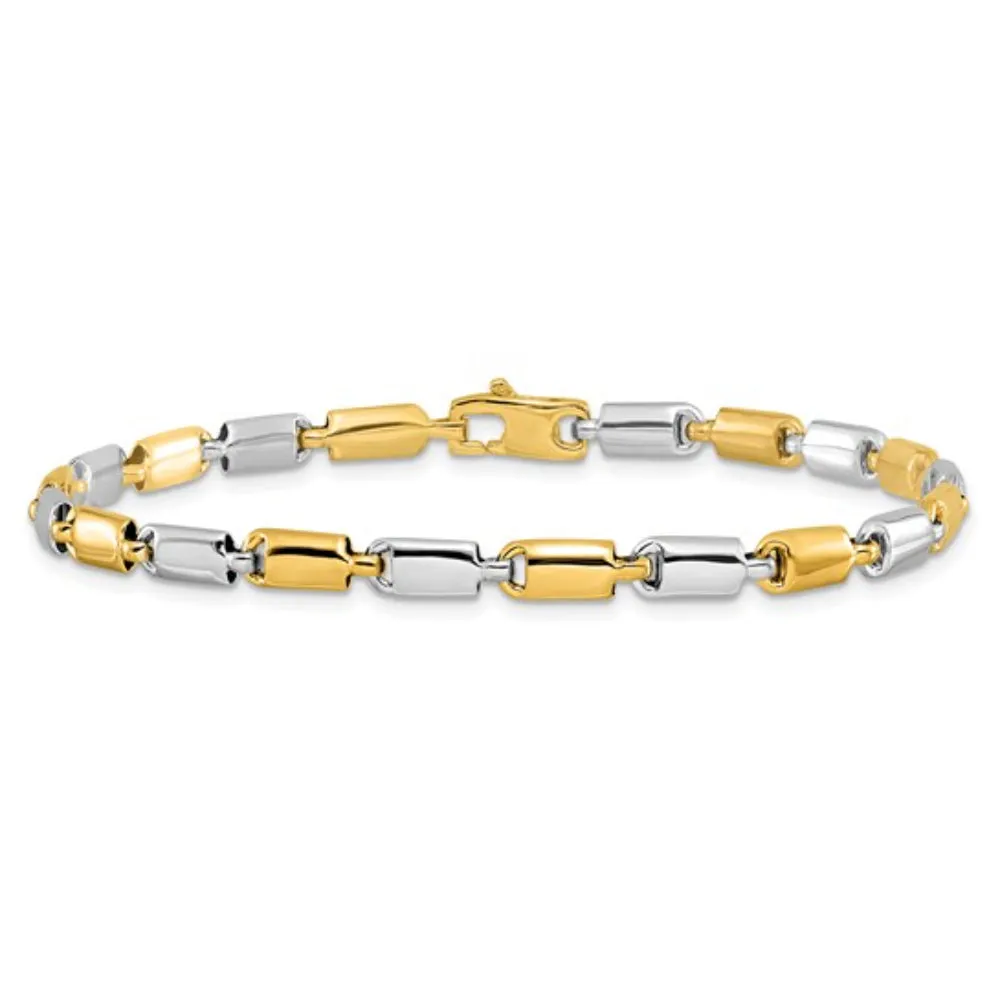 14k Two-Tone Fancy Rectangular Link Bracelet