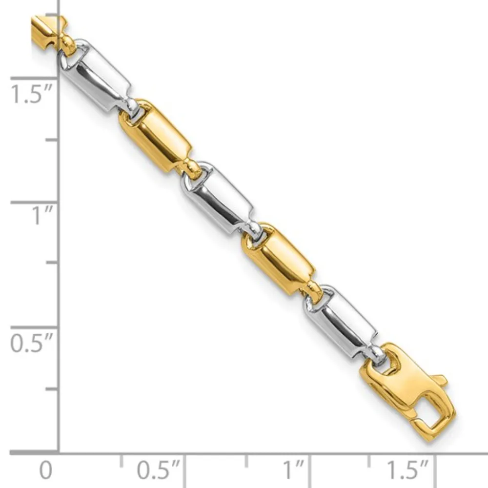 14k Two-Tone Fancy Rectangular Link Bracelet