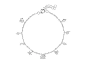 14K White Gold Diamond Charm Bracelet