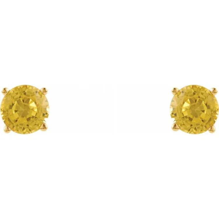 14K Yellow 5 mm Natural Yellow Sapphire Stud Earrings