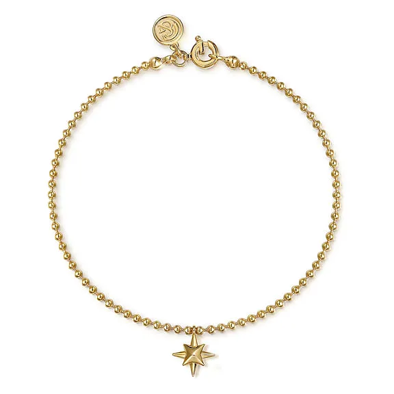 14K Yellow Gold Bujukan Starburst Charm Bracelet