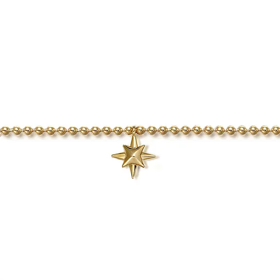 14K Yellow Gold Bujukan Starburst Charm Bracelet