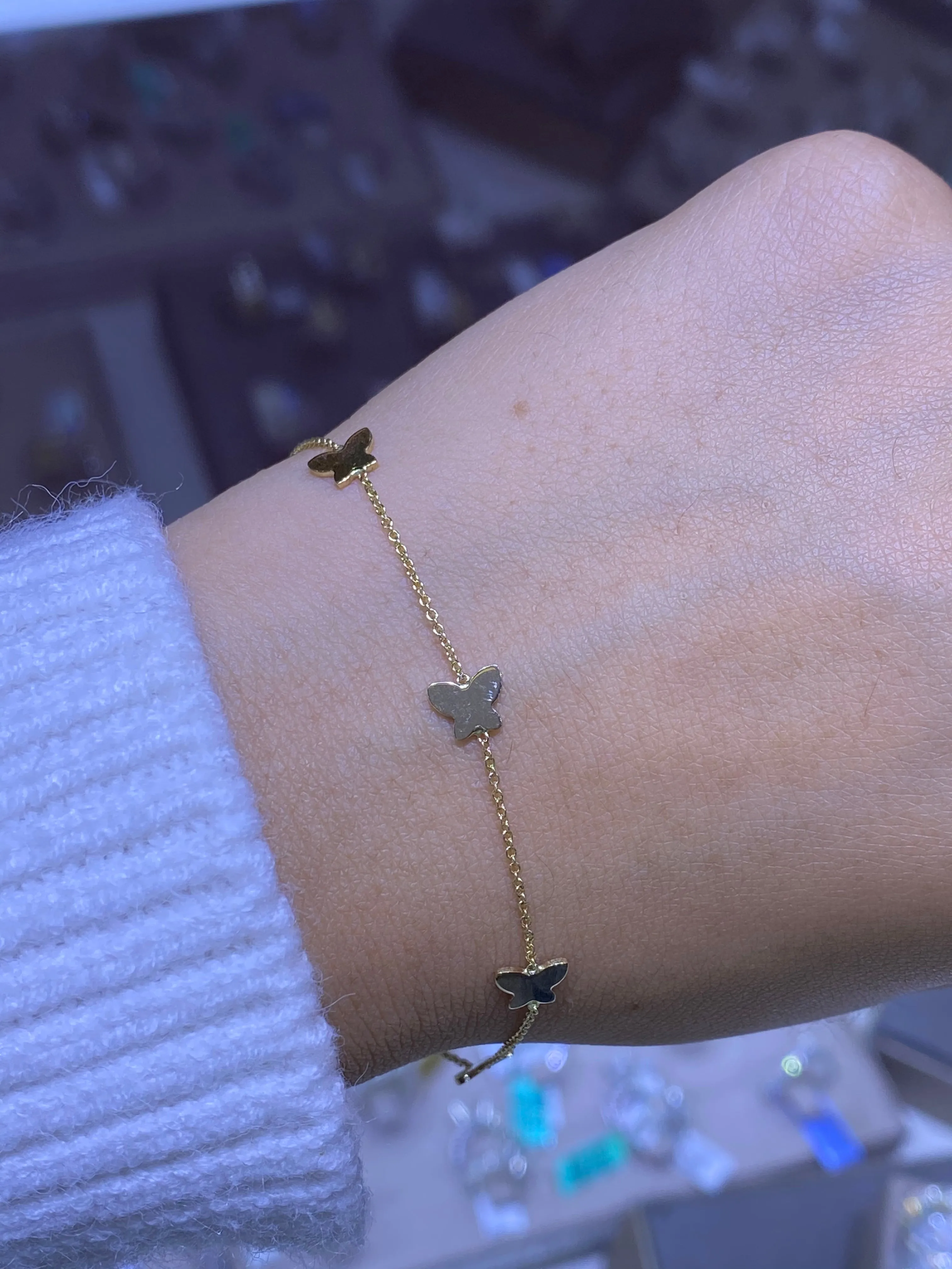 14K Yellow Gold Butterfly Bracelet