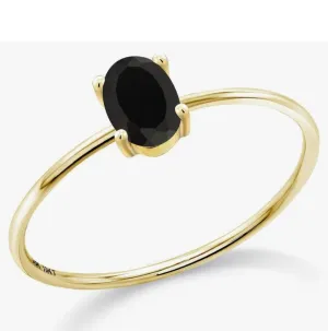 14KT GOLD BLACK AGATE RING