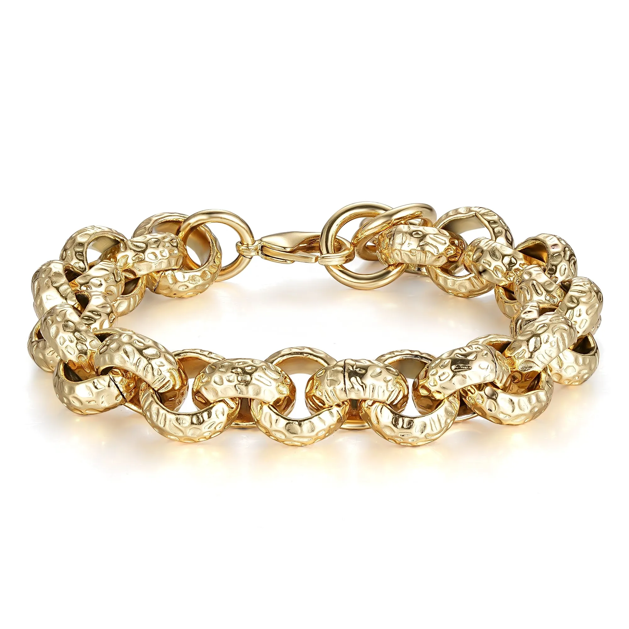 15mm Gold Pattern Leopard Print Belcher Bracelet 8.5 Inch