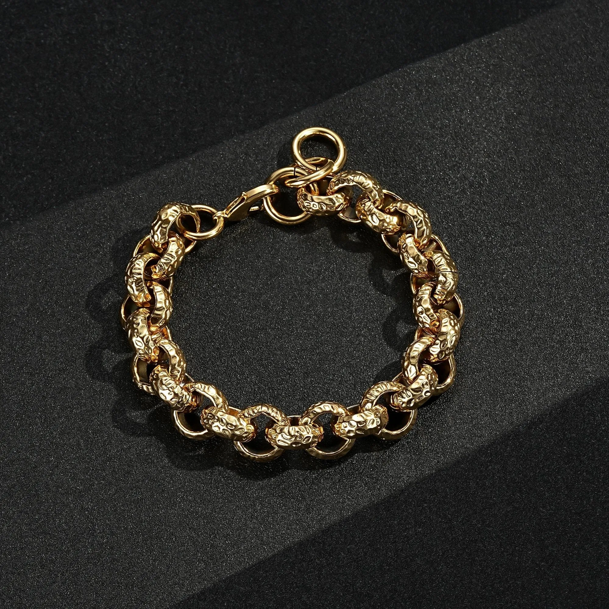 15mm Gold Pattern Leopard Print Belcher Bracelet 8.5 Inch