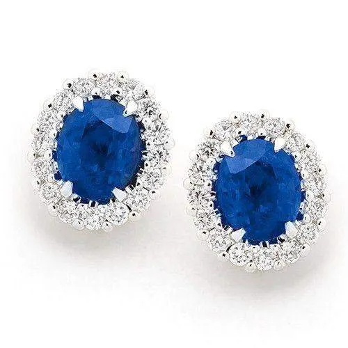 18ct White Gold Diamonds, Sapphire Earrings - MM8A00W-18DS