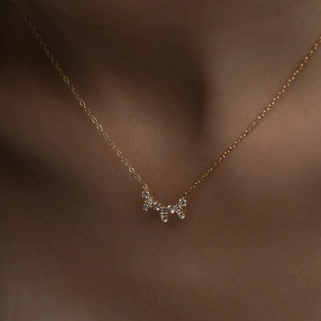 18K Gold Scattered Diamond Necklace