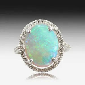 18kt White Gold Black Opal and Diamond ring