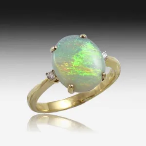 18KT YELLOW GOLD BLACK OPAL RING