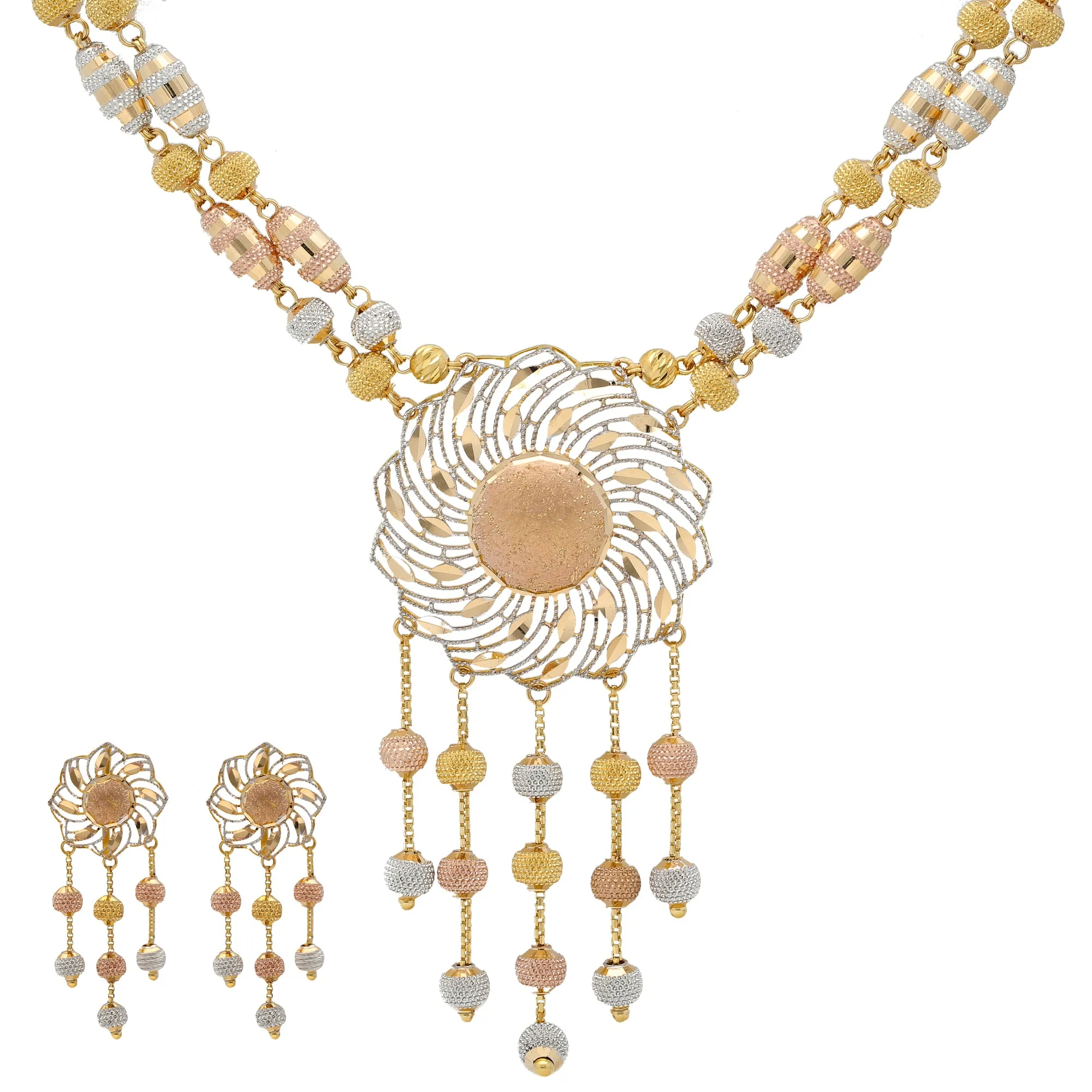 22K Multi-Tone Gold Jewelry Set (75.7gm)