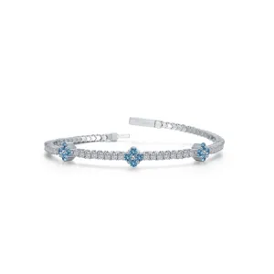 2.45 CTW Blue Topaz Station Flexible Tennis Bracelet