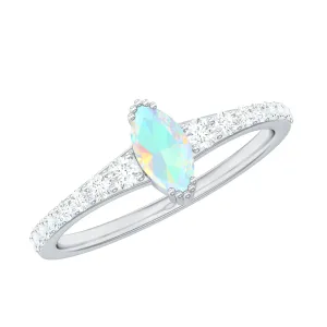 3/4 CT Natural Ethiopian Opal and Diamond Minimal Promise Ring