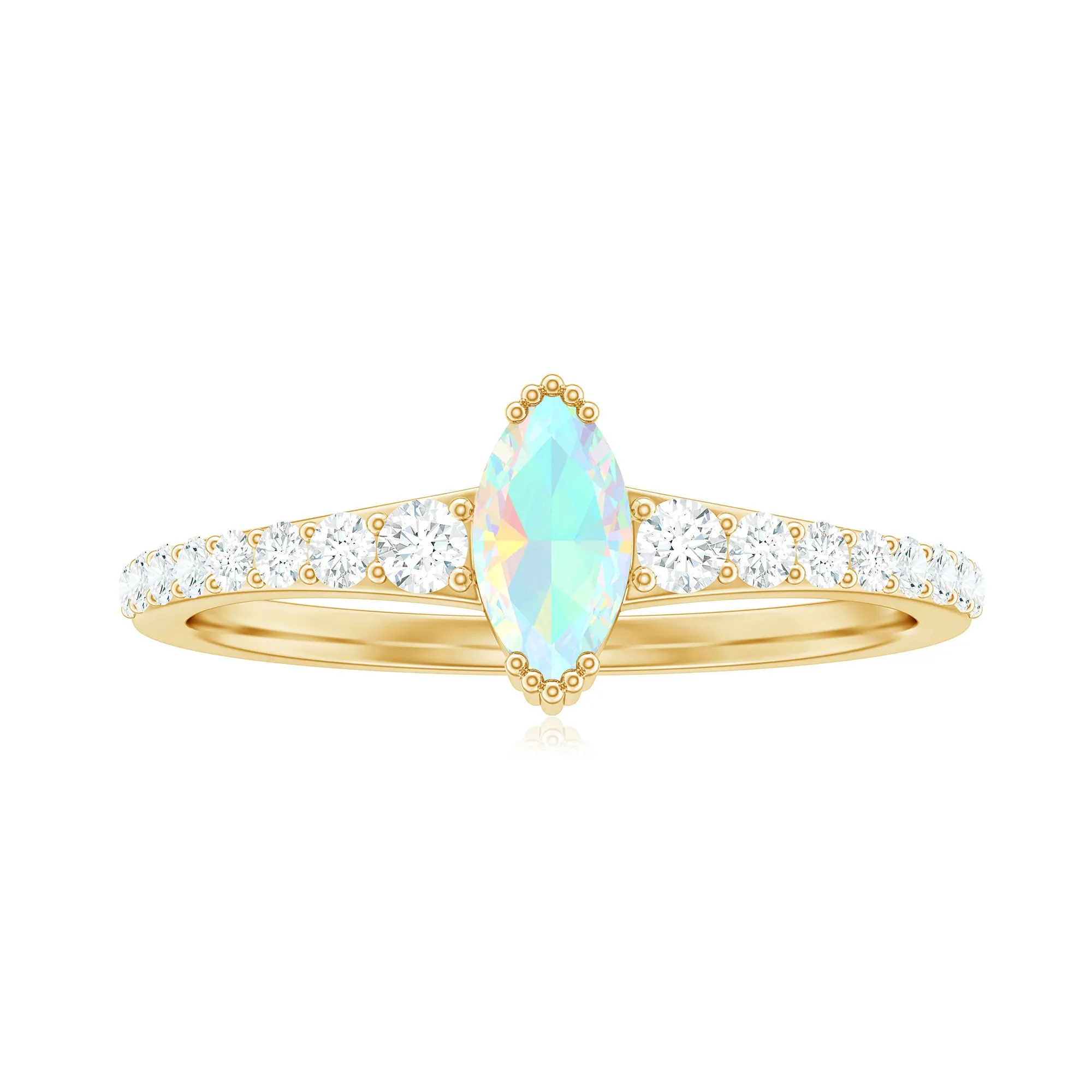 3/4 CT Natural Ethiopian Opal and Diamond Minimal Promise Ring