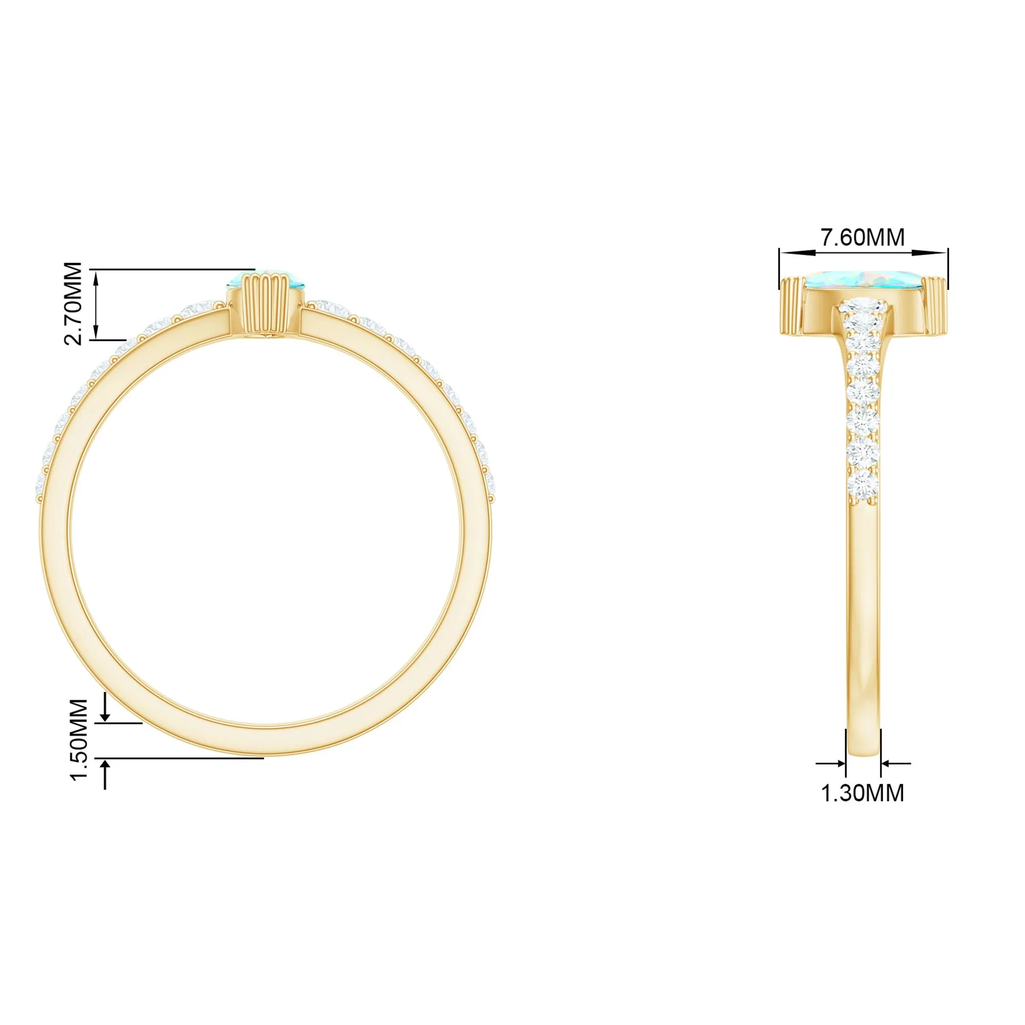 3/4 CT Natural Ethiopian Opal and Diamond Minimal Promise Ring