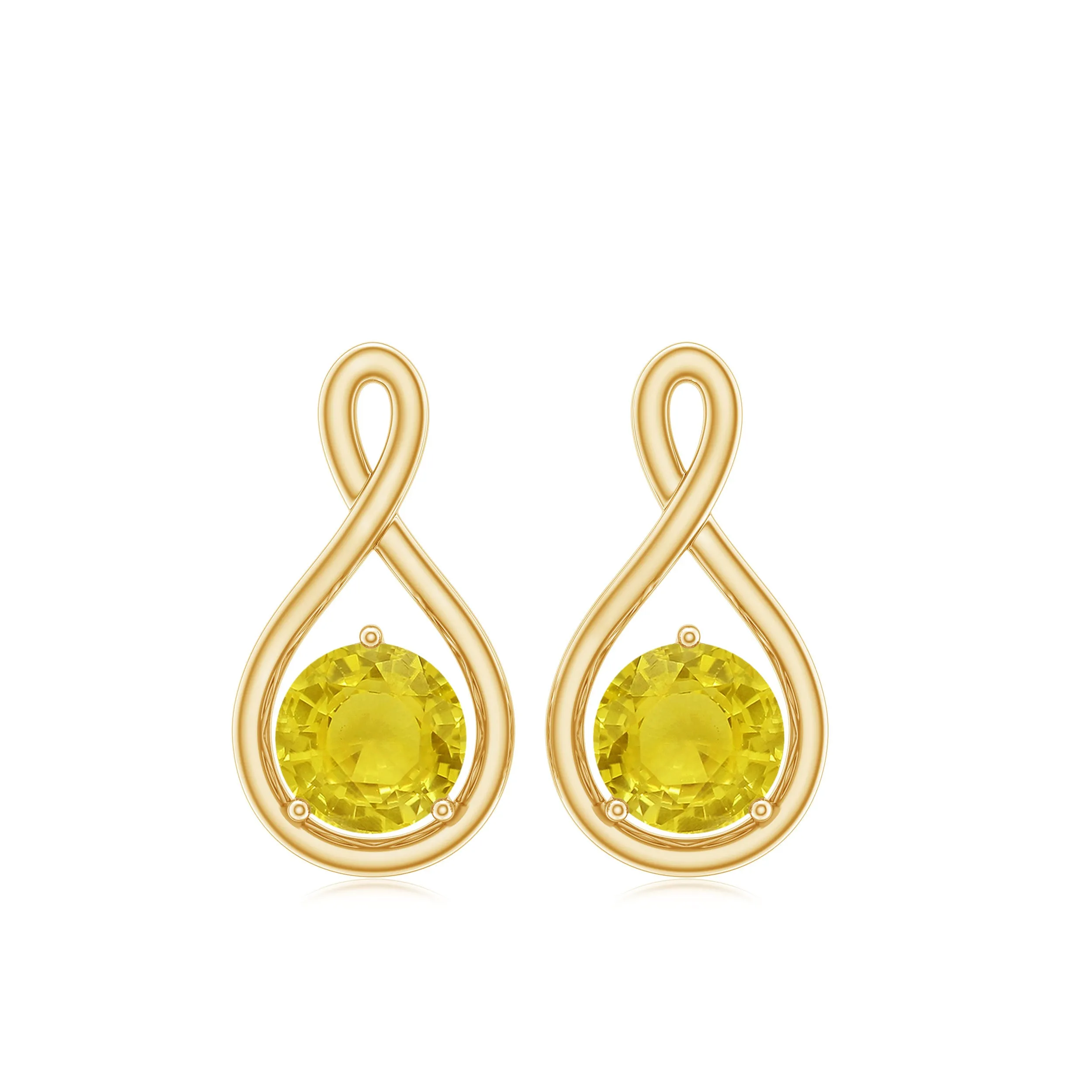 3/4 CT Round Cut Yellow Sapphire Infinity Solitaire Stud Earrings