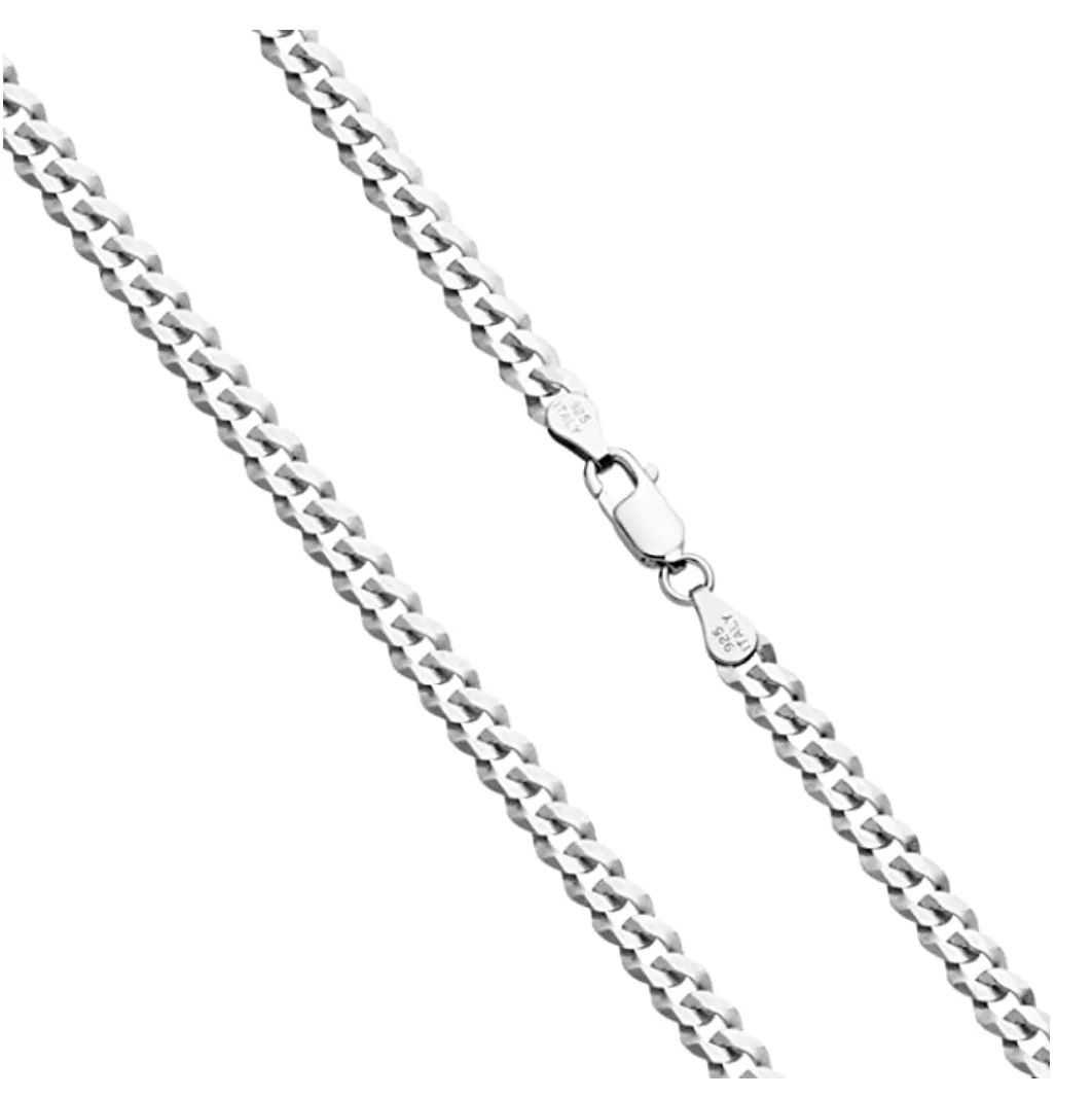 5mm 925 Sterling Silver Cuban Link Chain Hip Hop Rapper Jewelry 16 - 30in.