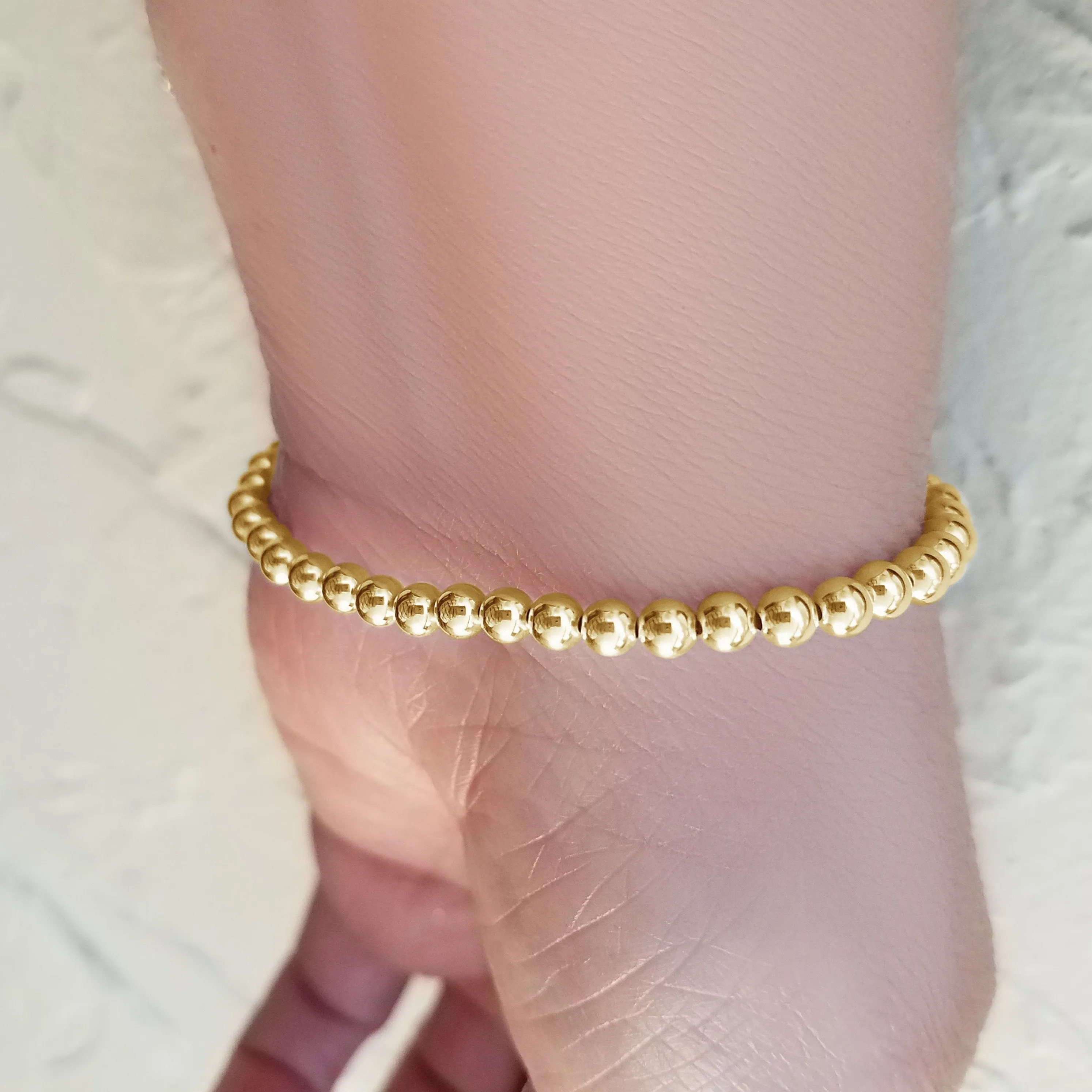 5mm Yellow Gold Beaded Bracelet