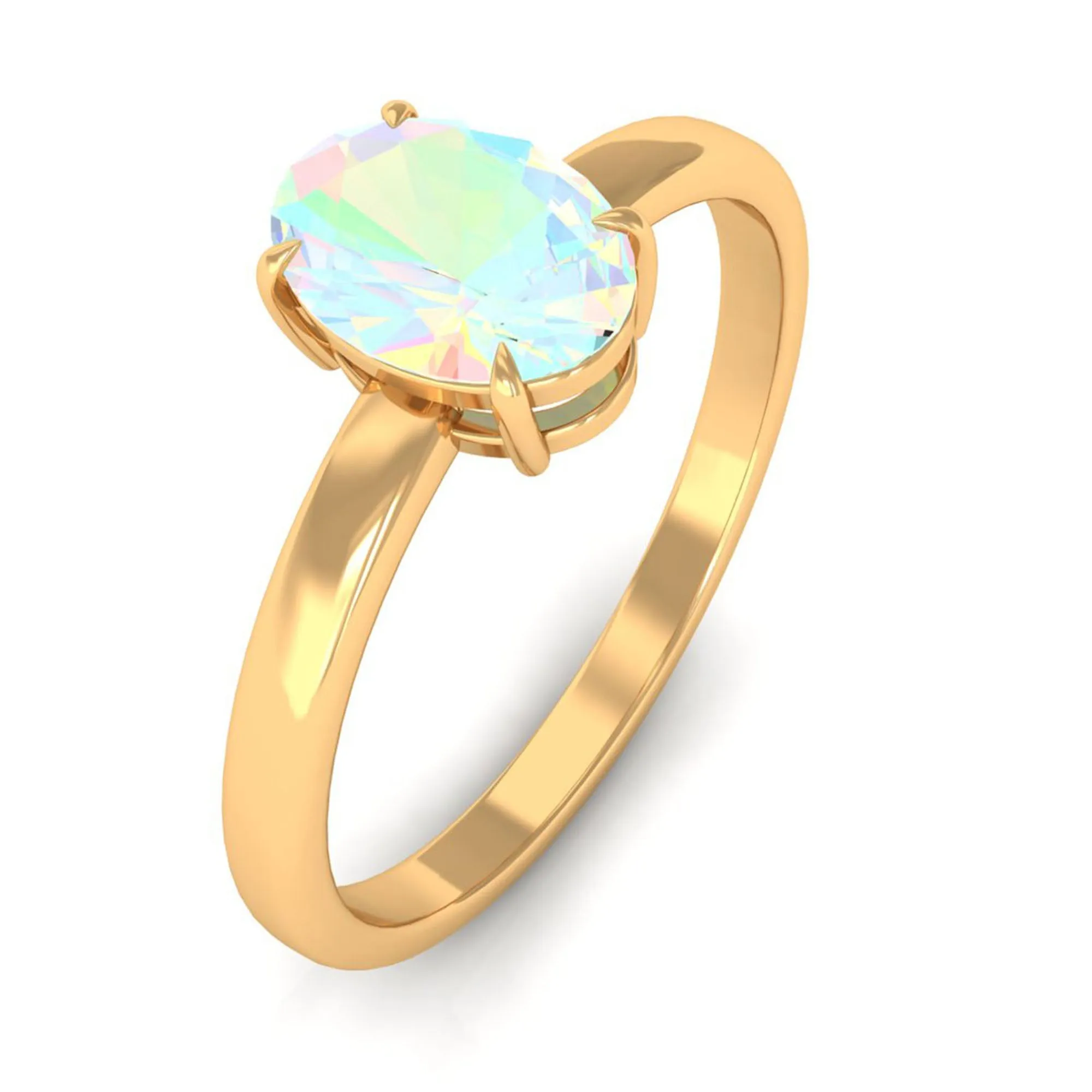 5X7 MM Oval Cut Ethiopian Opal Solitaire Ring in Claw Setting