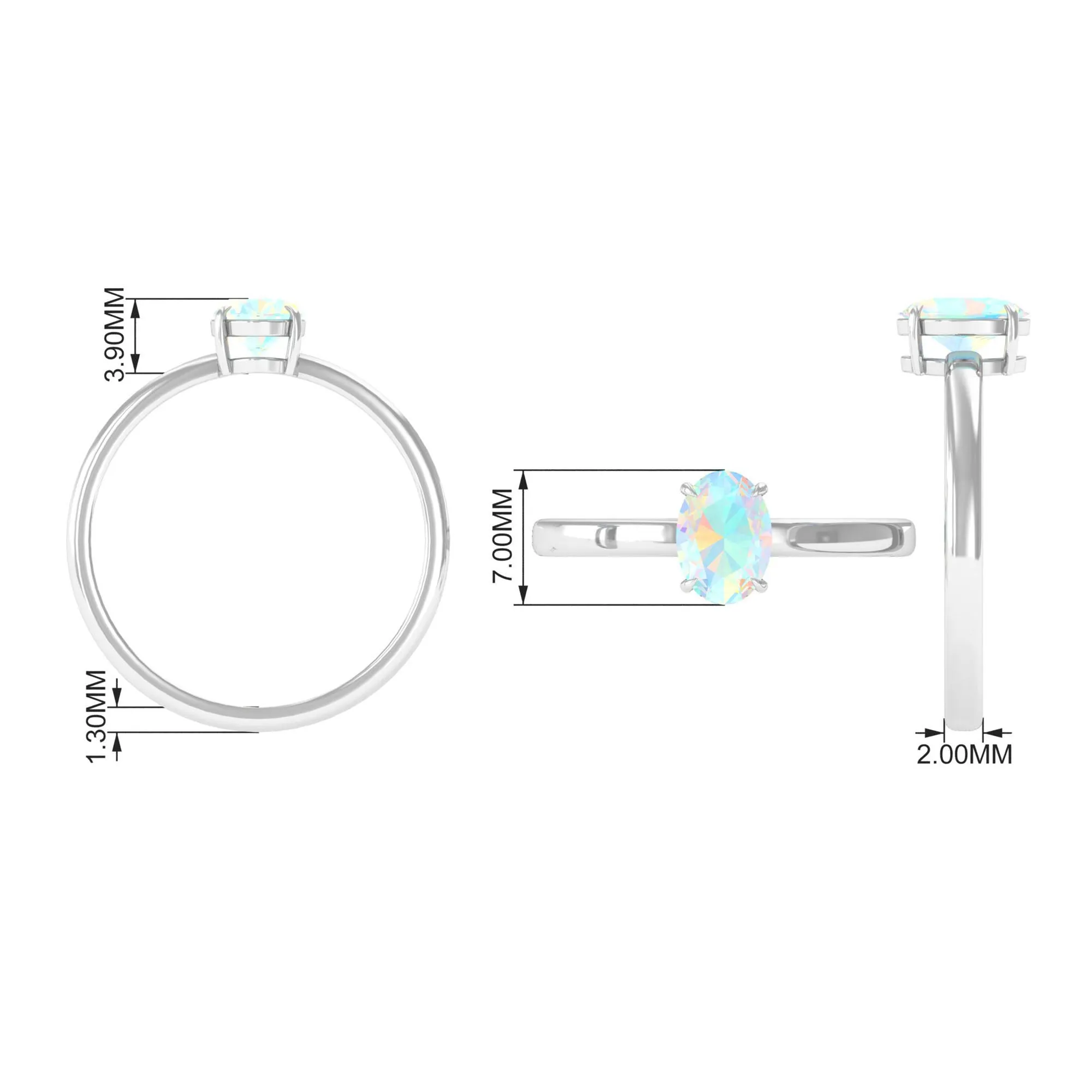 5X7 MM Oval Cut Ethiopian Opal Solitaire Ring in Claw Setting