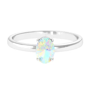 5X7 MM Oval Cut Ethiopian Opal Solitaire Ring in Claw Setting