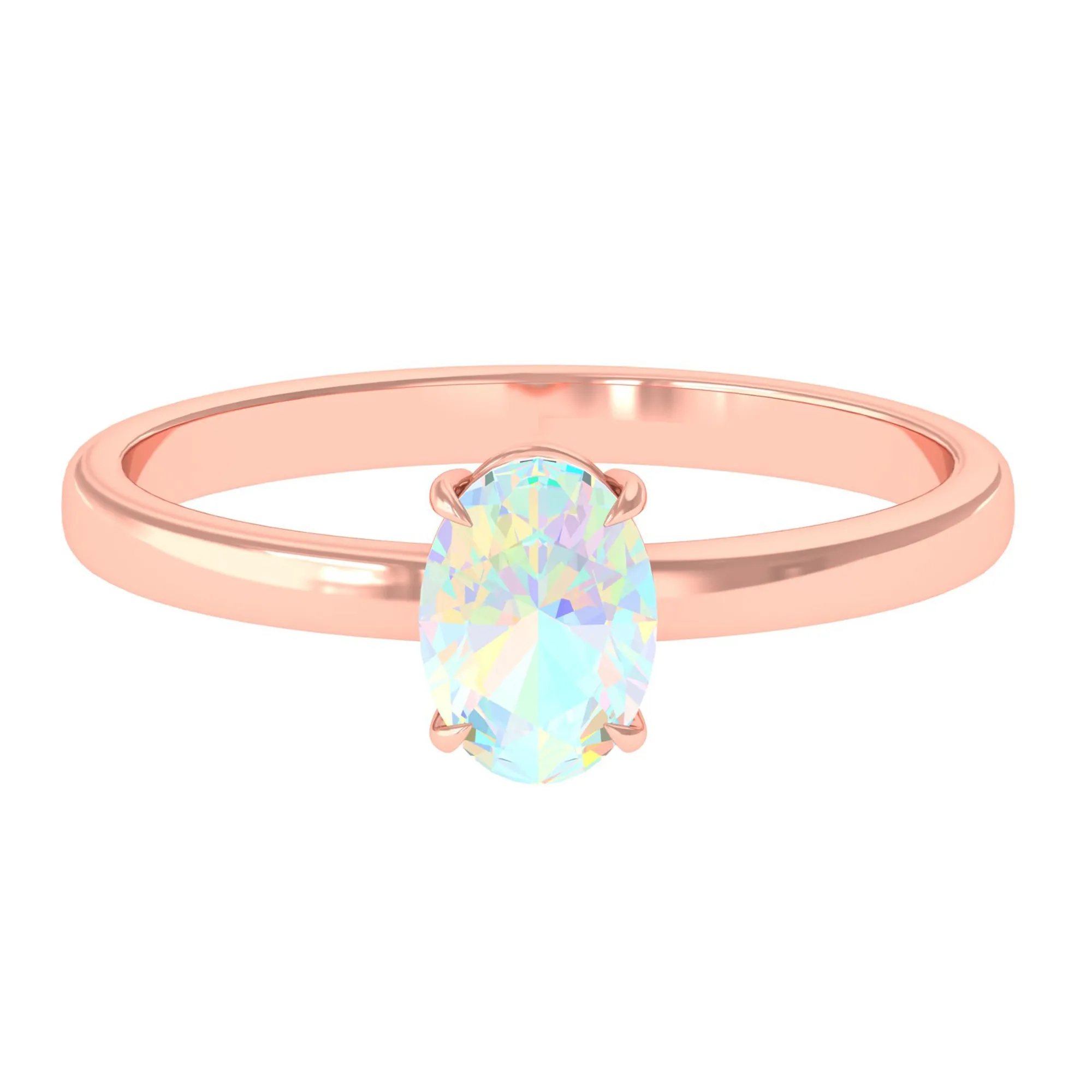 5X7 MM Oval Cut Ethiopian Opal Solitaire Ring in Claw Setting