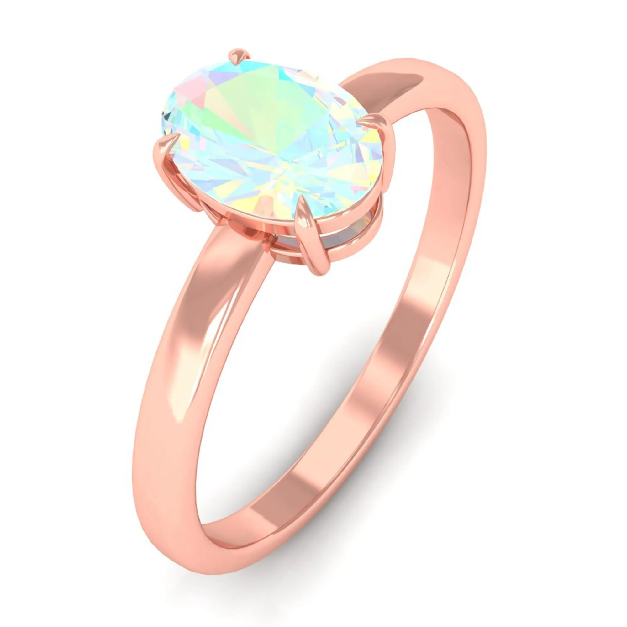 5X7 MM Oval Cut Ethiopian Opal Solitaire Ring in Claw Setting