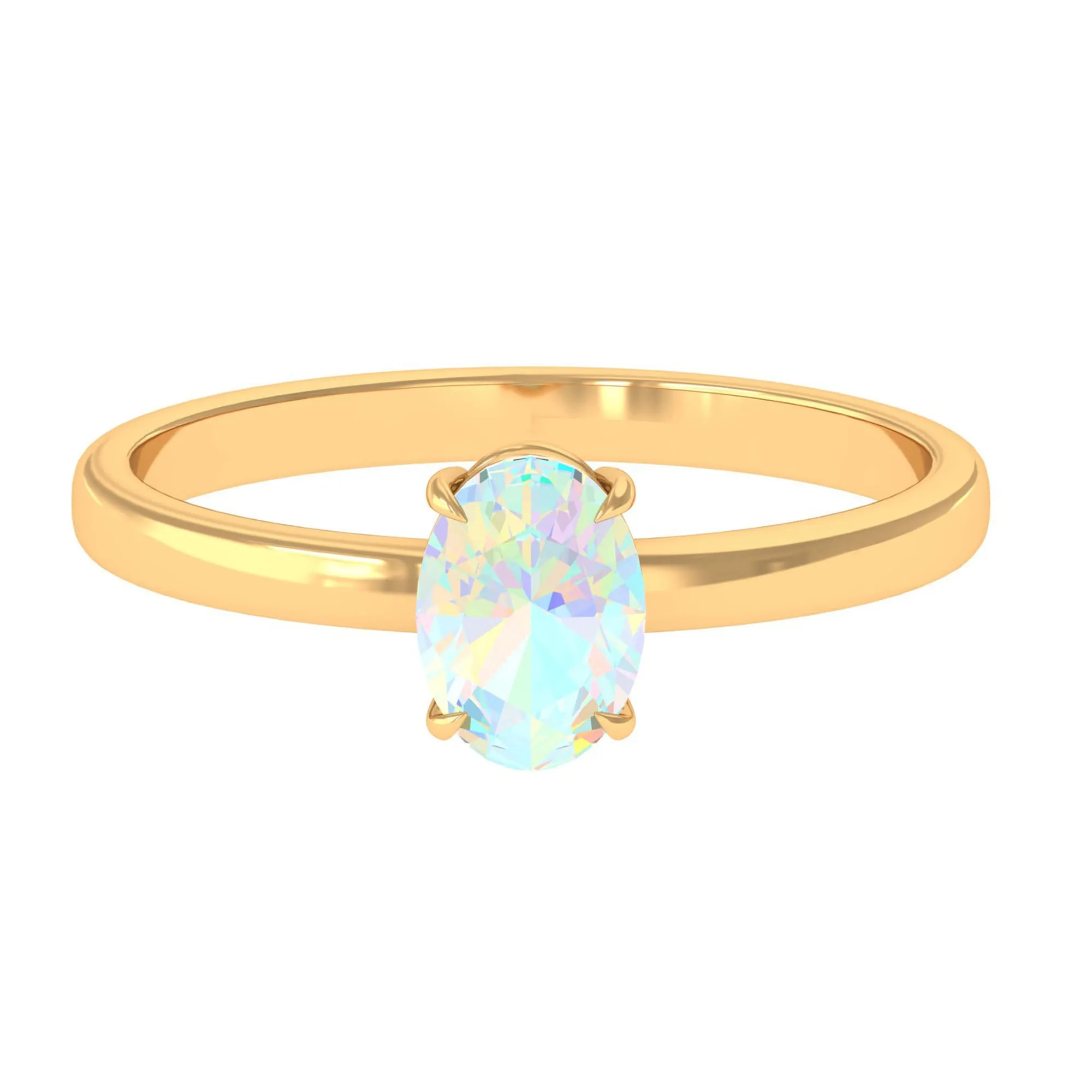 5X7 MM Oval Cut Ethiopian Opal Solitaire Ring in Claw Setting