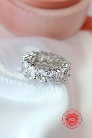 925 Silver Oval Cubic Zirconia Band Ring