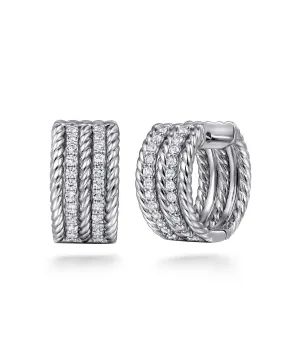 925 Sterling Silver 15mm White Sapphire Hampton Huggie Earrings