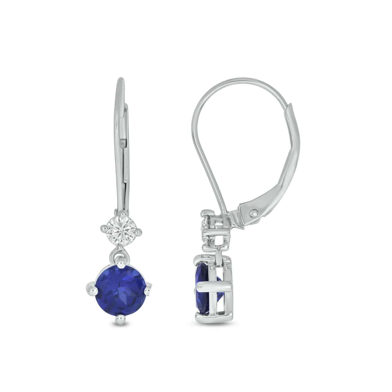 9ct White Gold Round Cut Created Sapphire 0.18 Carat tw Lab Grown Diamonds Drop Earrings