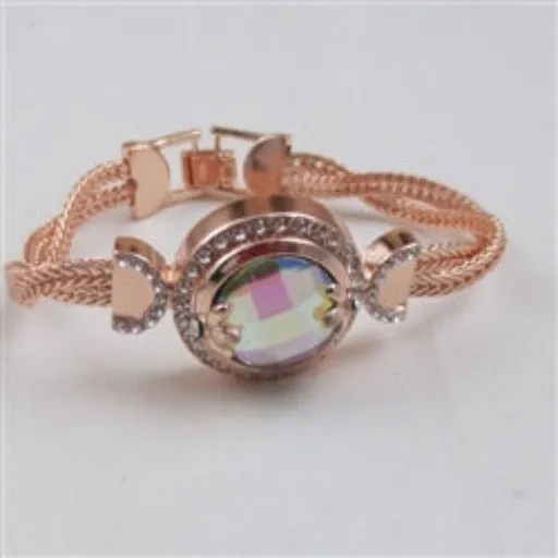 A/B Crystal & Rose Gold Bangle Bracelet