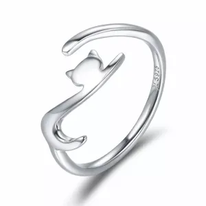 Abstract Open Cat Ring Sterling Silver