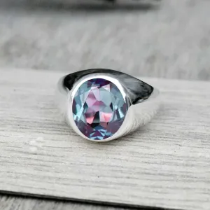 Alexandrite Ring Solid 925 Sterling Silver Ring For Men Beautiful Ring Engagement Gift For Him Genuine Gemstone Promise Ring Handmade Ring