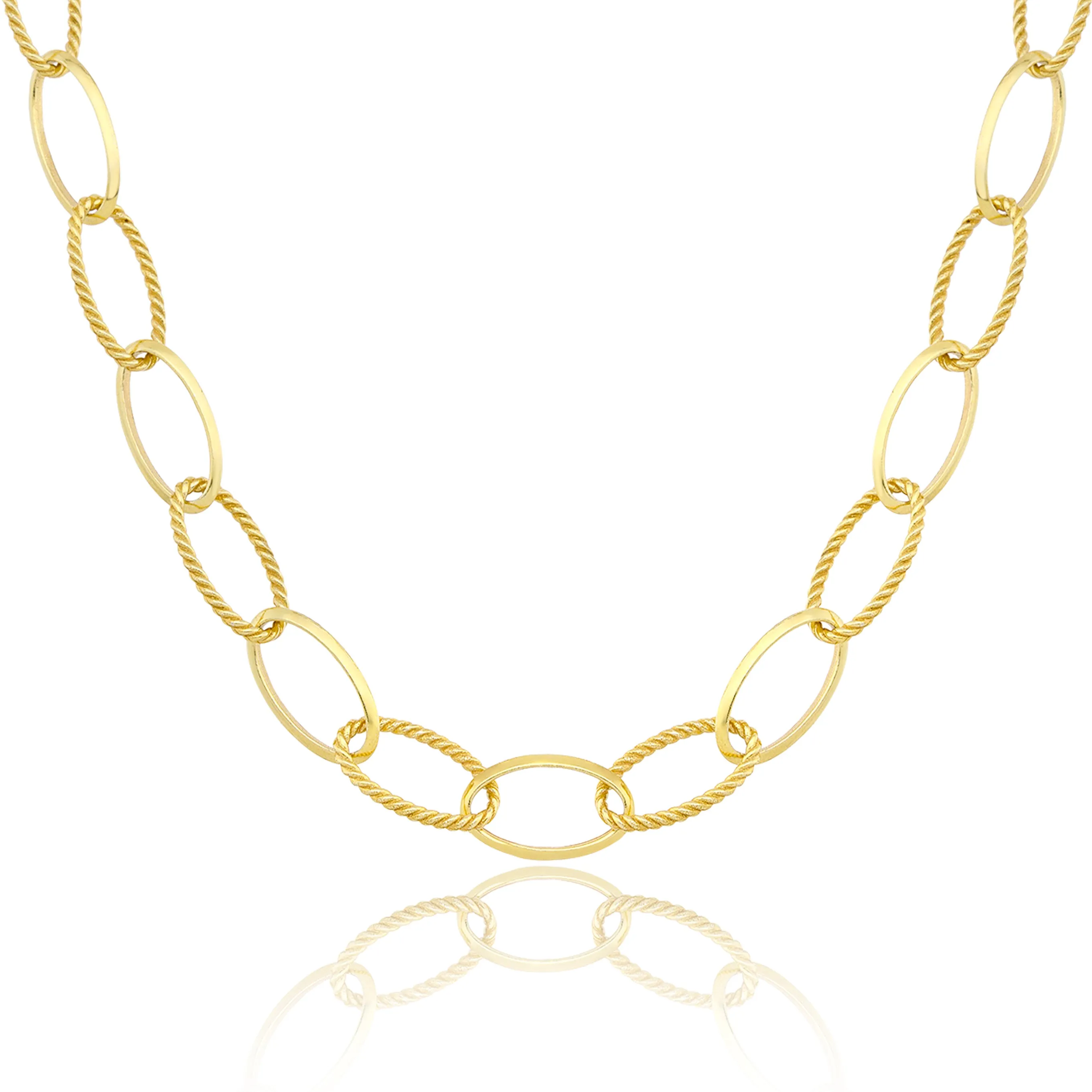 Al'Oro Rope and Gloss Ovals Necklace