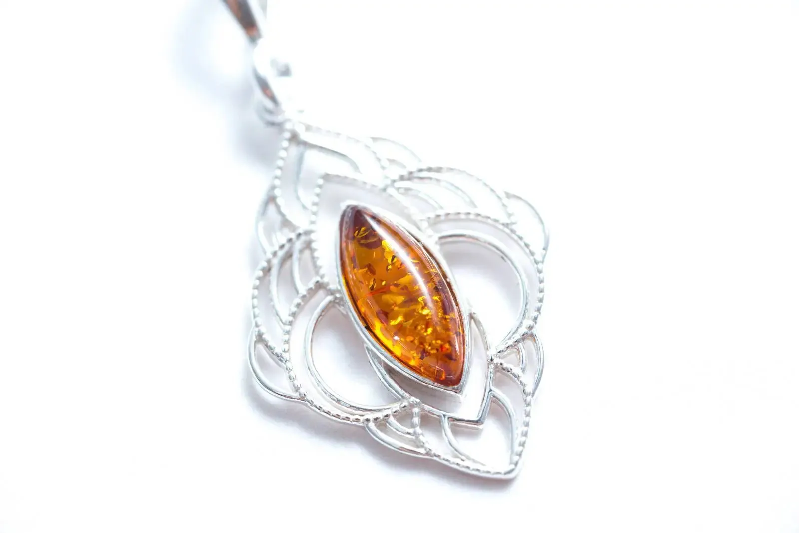 Amber Filigree Chandelier Pendant | Oriental Marquise Pendant | Cognac Amber