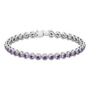 Amethyst Unisex Tennis Bracelet with Twisted Rope Detailing