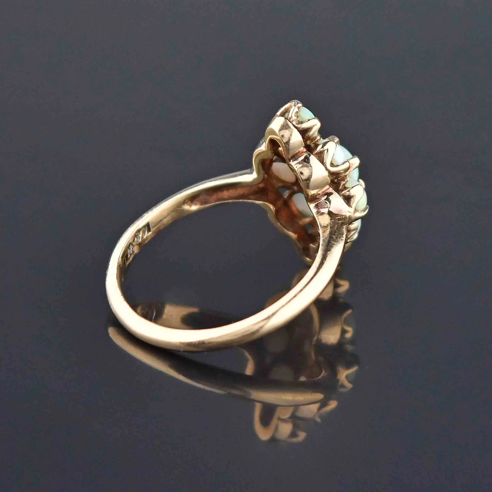 Antique Edwardian Navette Opal Cluster Ring, Sz 6.25