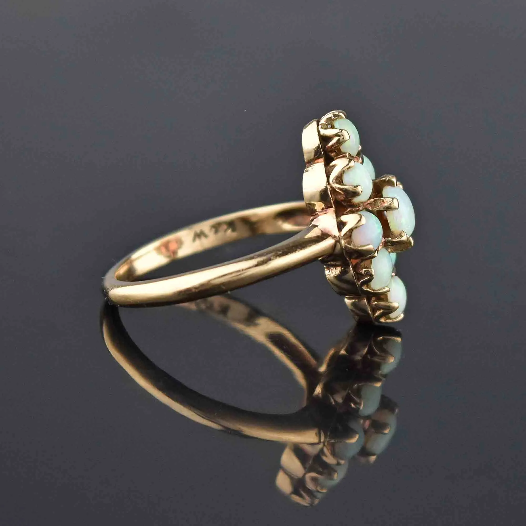 Antique Edwardian Navette Opal Cluster Ring, Sz 6.25