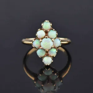 Antique Edwardian Navette Opal Cluster Ring, Sz 6.25