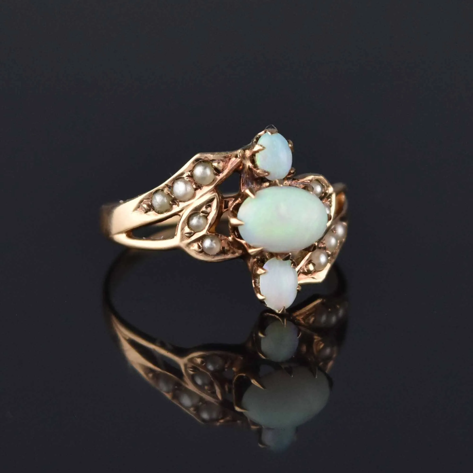 Antique Victorian Opal Seed Pearl Ring