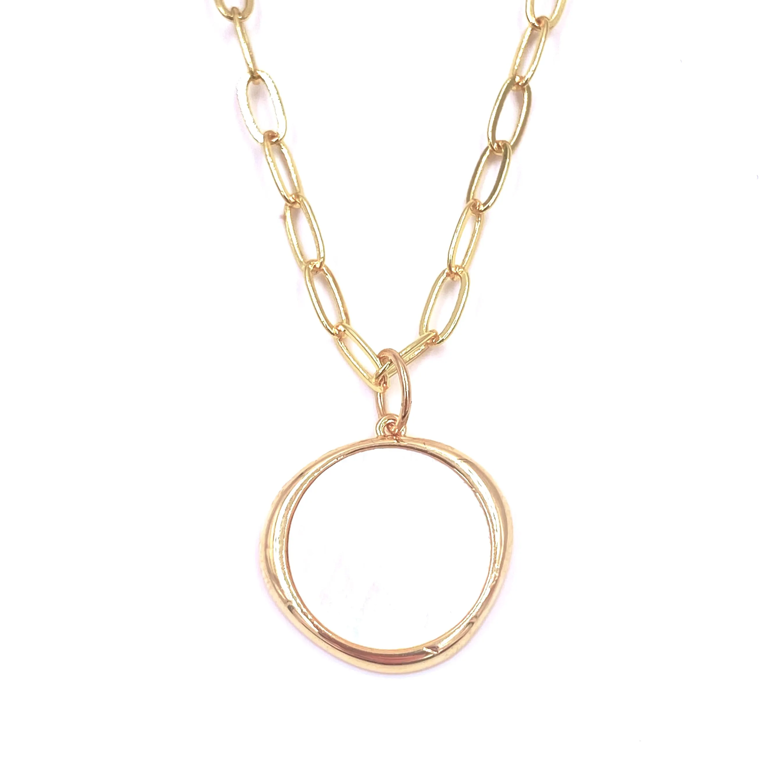 Ashley Gold Stainless Steel Gold Plated Enamel Circle Charm Necklace